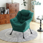 Tiita Lazy Chair, Green Modern Large Accent Armchair, Comfy Leisure Sofa Reading Chair for Bedroom, Living Room, Dorm Rooms, Garden and Courtyard, Green - Image 5