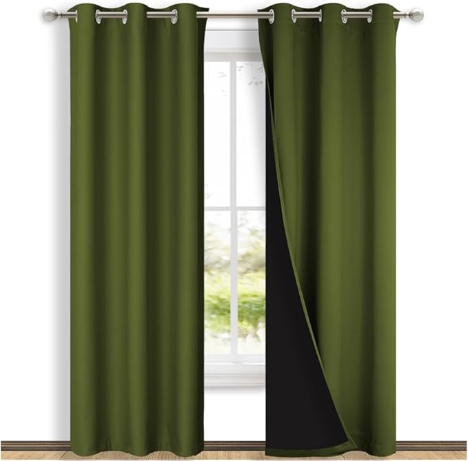 NICETOWN Blackout Curtains 80 inches Long, 2 Pieces, Olive Green, Full Light by NICETOWN