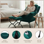Welnow Lazy Chair with Ottoman, Reading Chair with Footrest,Dark Green - Image 4
