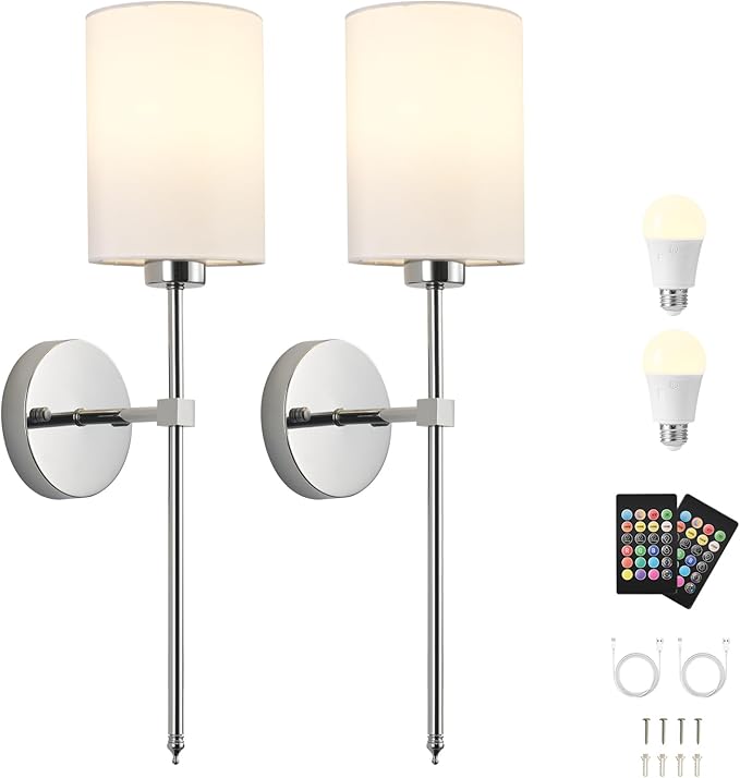 Battery Operated Wall Sconce Set of Two, Wireless Rechargeable Wall Light - Image 9