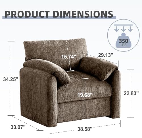 Howjoe Accent Chair for Living Room, Oversized Reading Armchair, Brown - Image 2