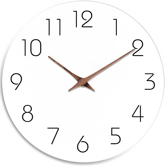 Mosewa Wall Clock 14 Inch White Silent Non Ticking Battery Operated Simple by MOSEWAWALLCLOCK