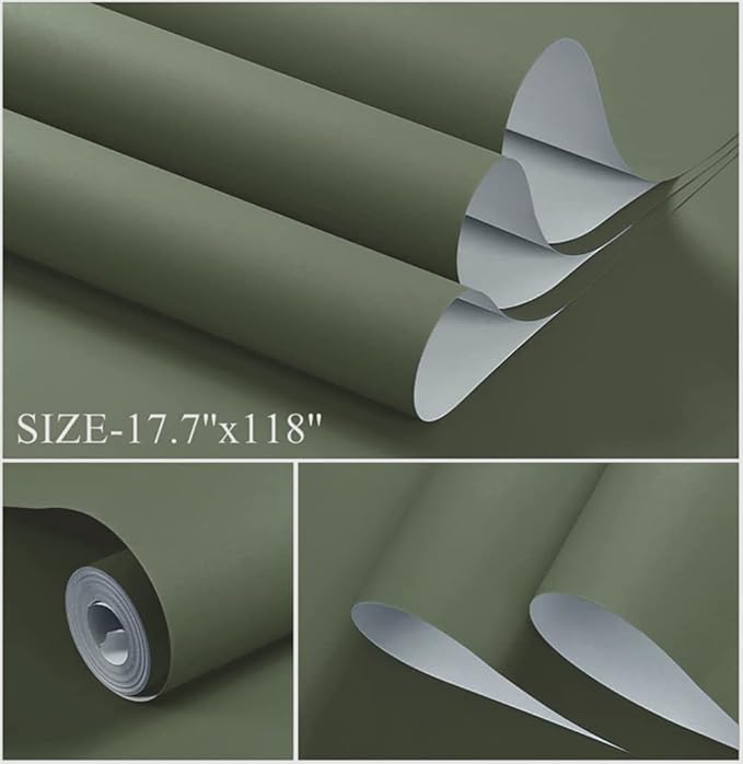 Dimoon 118''x17.7'' Green Peel and Stick Wallpaper Contact Paper Modern Self - Image 2