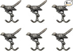 6 pcs Antique Silver Bird Decorative Wall Hooks by DIYDecorHub