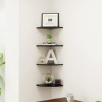 WELLAND 12-Inch Black Floating Corner Shelves Set of 2, Wall Mounted Storage - Image 2