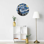 Mxocom The Starry Night Wall Clock Art Oil Painting Moon Mountain Village Van - Image 5