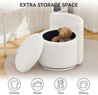 WUTUTUEE Large Velvet Vanity Chair with Storage, 360° Swivel Makeup Chair with Wave Back, No Assembly Small Accent Stool for Bedroom, Dressing, Living Room, White - Image 5