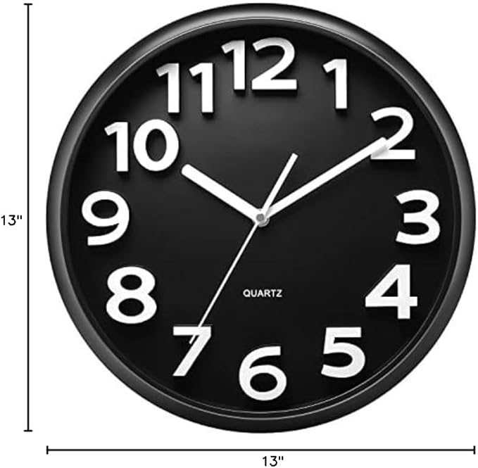 Plumeet 13'' Wall Clock, Large Battery Operated Wall Clocks Silent Non-Ticking - Image 8