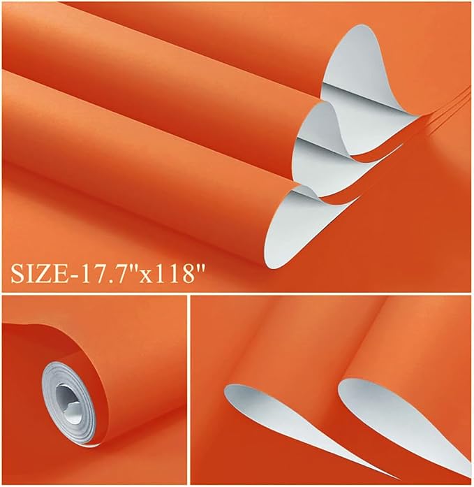 Dimoon 118''x17.7'' Orange Peel and Stick Wallpaper Contact Paper Modern Self - Image 2