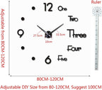 DIY 3D Wall Clock Large Frameless Watch Mirror Surface Wall Art Clock - Image 3