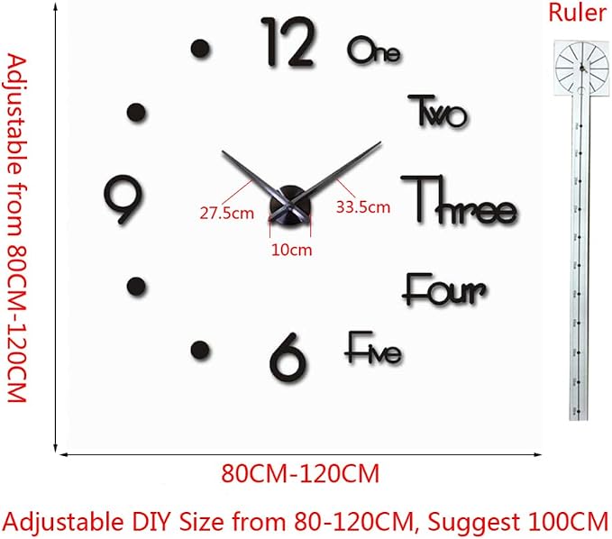 DIY 3D Wall Clock Large Frameless Watch Mirror Surface Wall Art Clock - Image 3