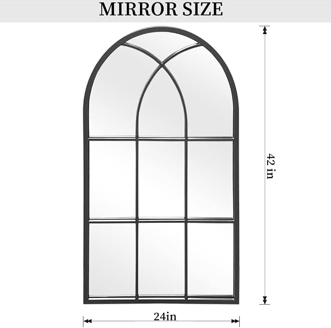 Dewfig Arched Window Wall Mirror, Decorative Mirror, Vanity Mirrors - Image 3
