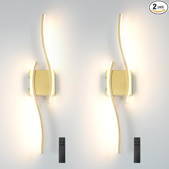 Battery Operated Wall Sconce Set of 2, Dimmable Cordless Battery Wall Sconces by Daunton