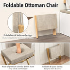 BAMBOOHOMIE Foldable Foot Stool Ottoman, Modern Foot Rest with Bamboo X Legs & Thick Foam Cushion, Folding Foot Stools Small Padded for Bedroom Living Room, Footstool for Chair Couch (Natural - Brown) - Image 4