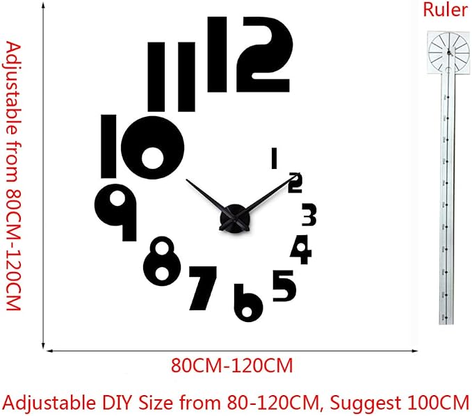 DIY 3D Wall Clock Large Frameless Watch Mirror Surface Wall Art Clock - Image 2