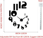 DIY 3D Wall Clock Large Frameless Watch Mirror Surface Wall Art Clock - Image 2