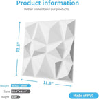 Art3d Decorative 3D Wall Panels in Diamond Design, 11.8"x11.8" Matt White - Image 4