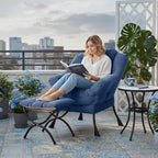 Tiita Lazy Chair with Ottoman, Comfy Reading Accent Chair, Blue - Image 3