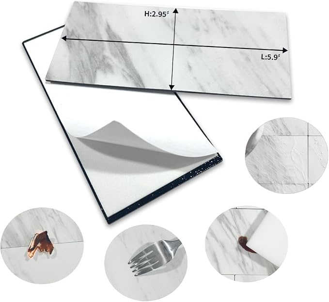 AULIGET 100-Piece White Marble Look Peel and Stick Backsplash Wall Tiles - Image 5
