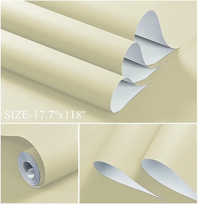 Dimoon 236''x17.7'' Beige Peel and Stick Wallpaper Contact Paper Modern Self - Image 2