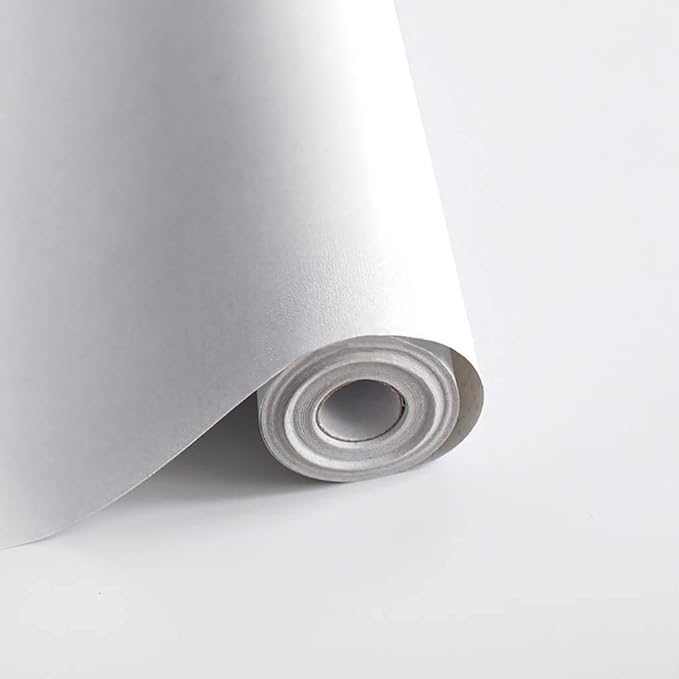 Safiyya 314.9"x17.7" Peel and Stick Wallpaper White Contact Paper Solid Color by SAFIYYA