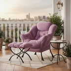 Tiita Lazy Chair with Ottoman, Comfy Reading Accent Chair, Plush Purple - Image 3
