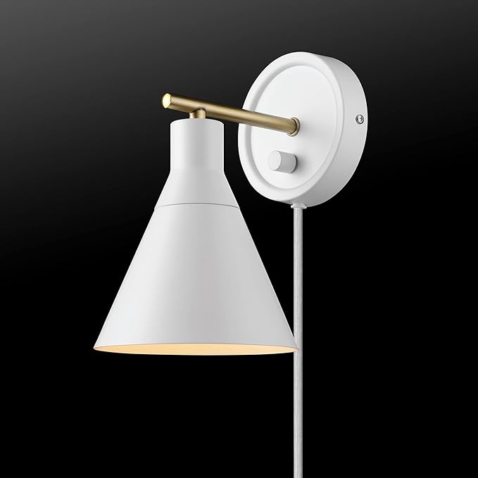 Globe Electric 65542 1-Light Plug-in or Hardwire Wall Sconce, Matte White - Image 2