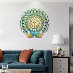 Large Peacock Wall Clock 27.6 inch Non-Ticking Silent Crystal Creative - Image 2