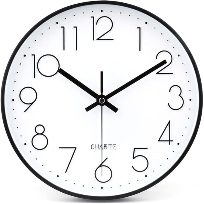 jomparis 10 Inch Black Wall Clock Battery Operated Silent & Non-Ticking Wall - Image 4