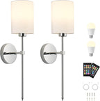 Battery Operated Wall Sconces Set of Two, - Image 9