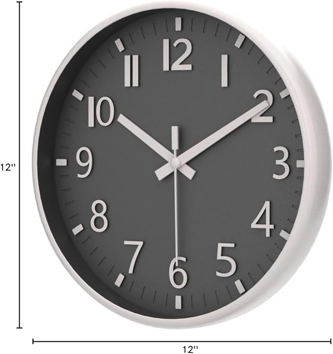 HZDHCLH Grey Wall Clock 12 Inch Silent Non Ticking Clock - Image 7