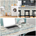 Arthome 17''x120'' Blue Rustic Wood Paper Self-Adhesive Removable Peel and - Image 4