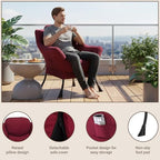 Welnow Lazy Chair for Adults，Modern Reading Accent Chair,Burgundy Single - Image 4