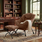 Tiita Lazy Chair with Ottoman, Comfy Reading Accent Chair, Brown - Image 3