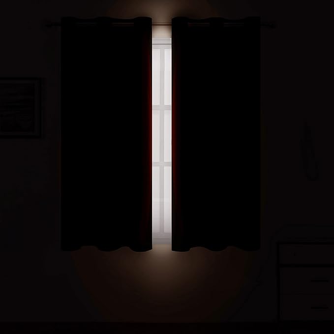 LEMOMO Chocolate Brown Thermal Blackout Curtains/52 x 54 Inch/Set of 2 Panels - Image 3