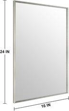 Bathroom Mirror for Wall, 16x24 Inch Metal Framed Mirror, Brushed Nickel - Image 4