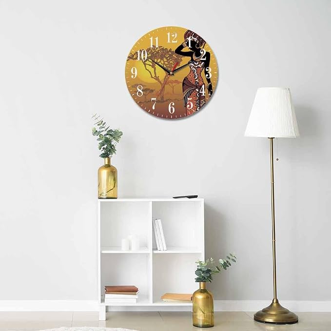 Mxocom African Woman Wall Clock Beautiful Black Woman - Image 5