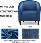 Yaheetech Small 25.5in Wide Velvet Barrel Accent Chair Bedroom, Pagoda Blue - Image 6
