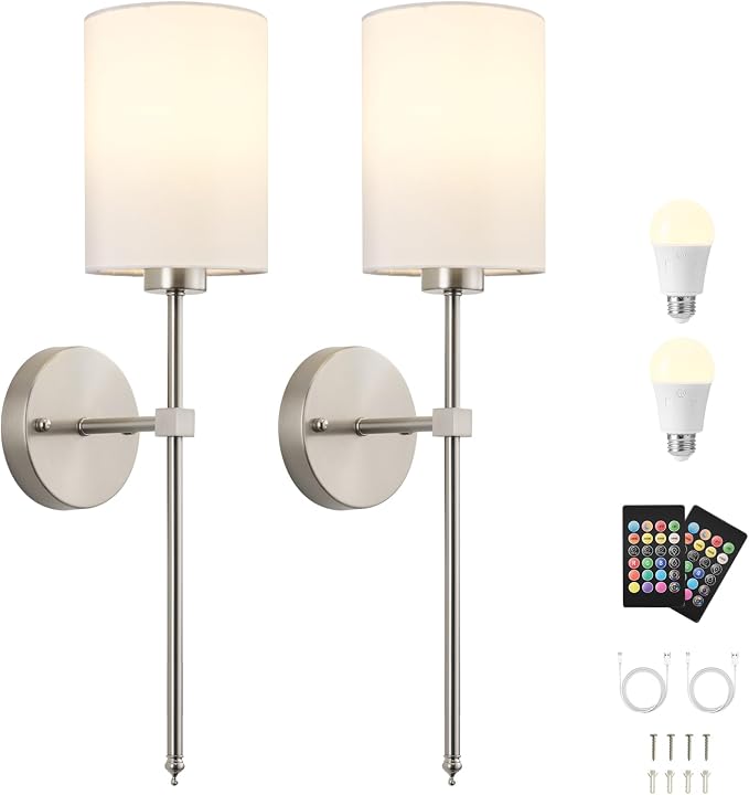 Battery Operated Wall Sconce Set of Two, Wireless Rechargeable Wall Light - Image 9