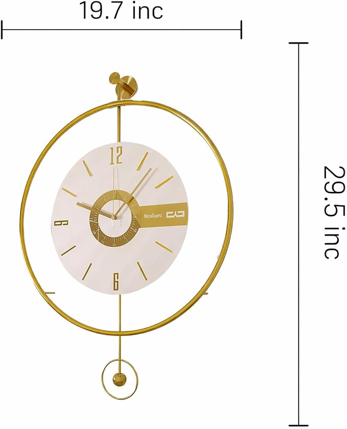 Large Luxury LED Backlit Wall Clock – Pendulum Roman Numeral Metal Ring - Image 9