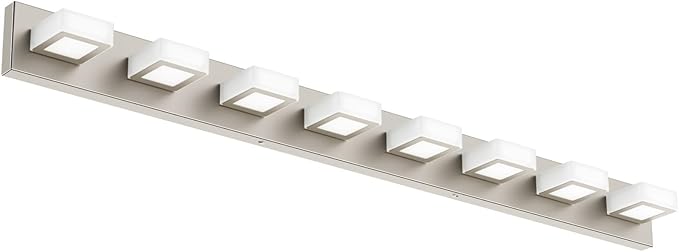 Ralbay 8-Light Brushed Nickel Bathroom Vanity Lights Metal Acrylic LED Modern by RalbayLighting