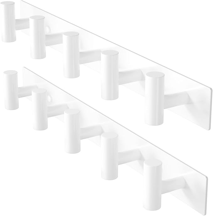 GWAAZXGZ White Wall Mounted Coat Rack – 5 T-Shaped Pegs by GWAAZXGZ