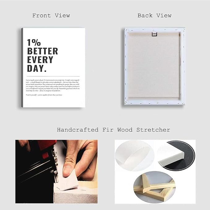 1% Better Every Day Framed Canvas Wall Art Modern Quote Decor 12x16in canvas - Image 5