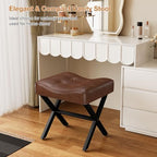 Memobarco 18-Inch Large Leather Vanity Stool Chair, Dark Brown Makeup Stool - Image 5