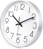 jomparis 10 Inch Silver Wall Clock Battery Operated Silent & Non-Ticking Wall - Image 3