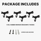 6 pcs Oil Rubbed Bronze Dragonfly Decorative Wall Hooks - Image 4