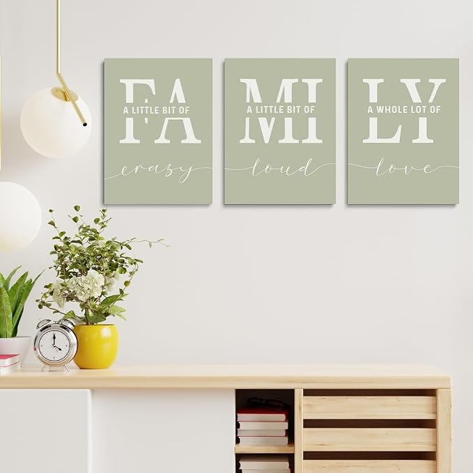 GUBIYU Farmhouse Family Wall Art Set of 3, Home Love Framed Canvas Prints - Image 3