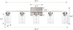 5 Light Bathroom Vanity Light Fixtures, Brush Nickel Modern Wall Lights - Image 3