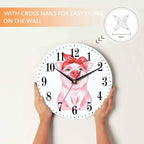 Mxocom Pink Pig Wall Clock Funny Cartoon Pig Wearing Red Bandana 10 Inch Silent - Image 4