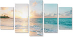 Goldfoilart 5 Pieces Beach Sunset Canvas Wall Art Blue Sea Prints Romantic by Goldfoilart